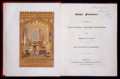 Title Page and Frontis Piece of Gothic Furniture, Pugin, Augustus Charles, 1826 by Augustus Charles Pugin